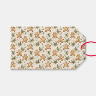 Whimsical Gingerbread & Pine Holiday Pattern Gift Tags