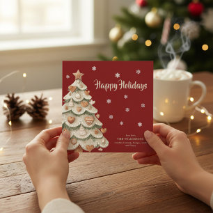 Whimsical Gingerbread Tree Holiday Greeting Card