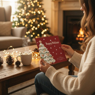Whimsical Gingerbread Tree Holiday Greeting Card