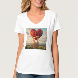 Whimsical Giraffe Couple Hot Air Balloon T-Shirt –