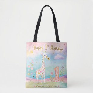 Whimsical Giraffe First Birthday Wonder Tote Bag