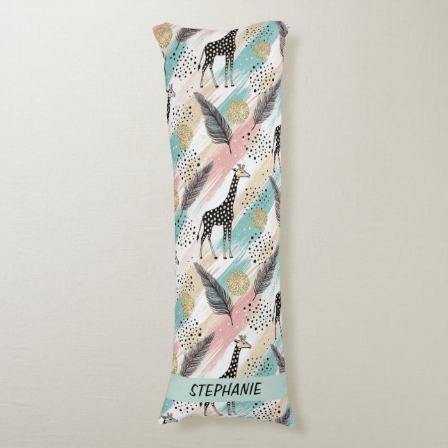 Whimsical Giraffe Polka Dot Pattern – Pastel Body Cushion (Front Vertical)