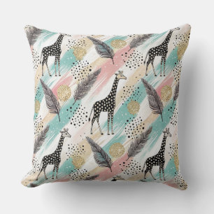 Whimsical Giraffe Polka Dot Pattern – Pastel Cushion