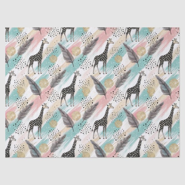 Whimsical Giraffe Polka Dot Pattern – Pastel Tissue Paper (Front)