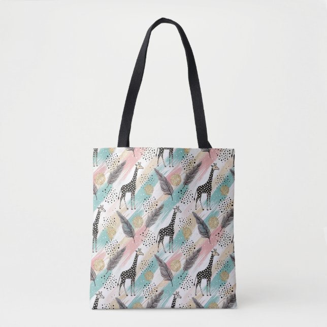 Whimsical Giraffe Polka Dot Pattern – Pastel Tote Bag (Front)