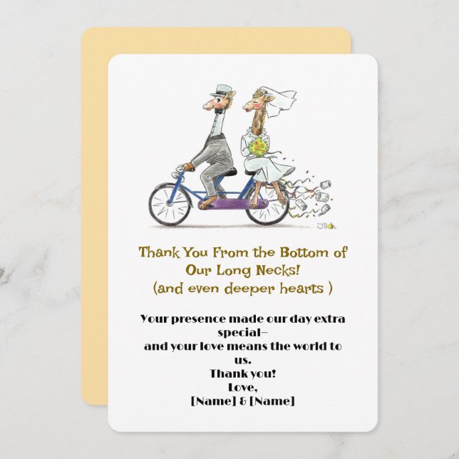 Whimsical Giraffe Wedding Thank You Card (Front/Back)