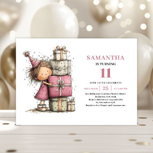 Whimsical Girl 11th Birthday Invite Printable
