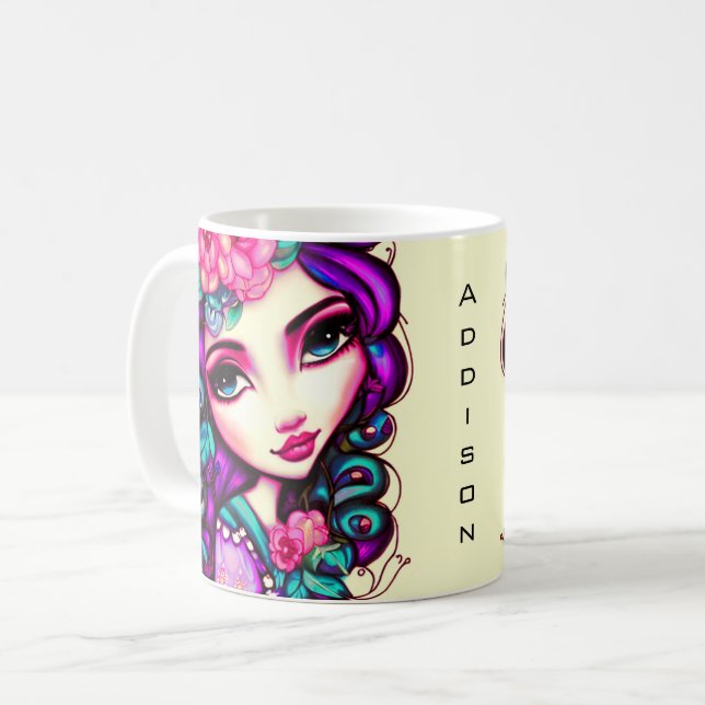 Whimsical Girl Artistic Coffee Mug (Front Left)