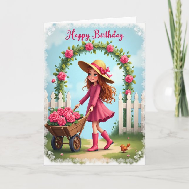 Whimsical Girl Birthday Card (Front)
