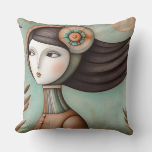 Whimsical Girl Double Sided Square Cushion