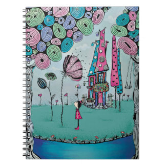 Whimsical Girl Illustration Spiral Notebook