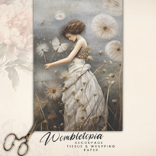 Whimsical Girl In A Field Of Dandelions Decoupage Tissue Paper