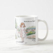 Whimsical Girl in Nature - Peaceful Moment Mug