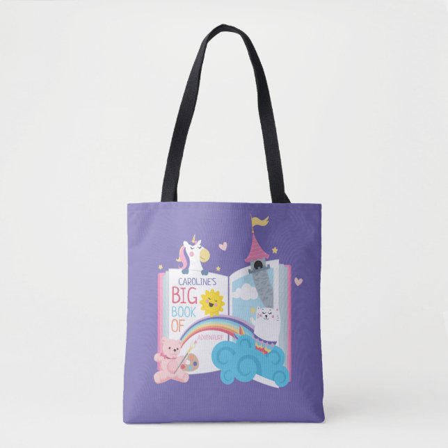 Whimsical Girl Library Book Tote Bag (Front)