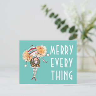 Whimsical Girl Merry Everything Christmas Card