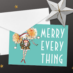 Whimsical Girl Merry Everything Christmas Card