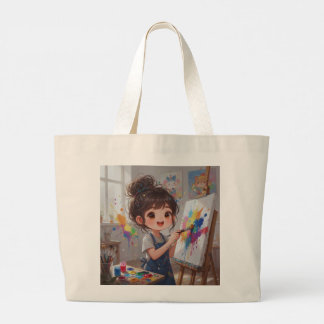 Whimsical Girl Painter Tote Bag