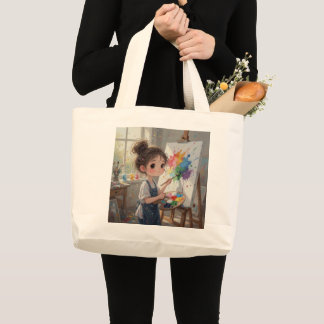 Whimsical Girl Painter Tote Bag