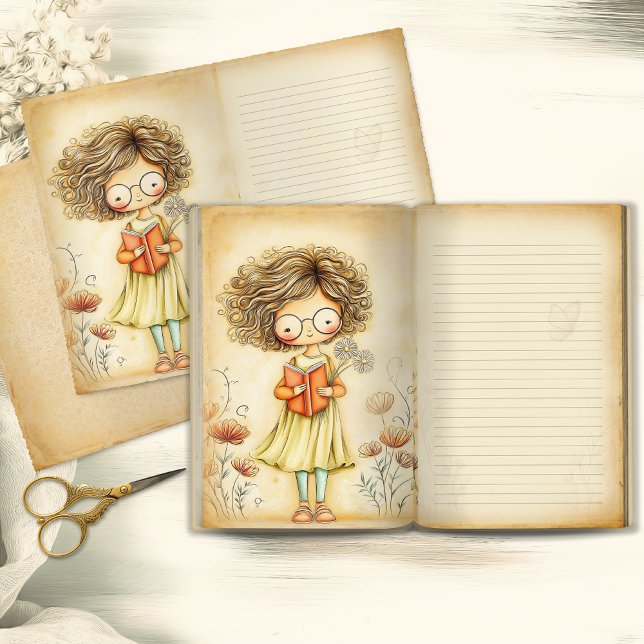Whimsical Girl Vintage Junk Journal Page (Creator Uploaded)
