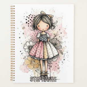 Whimsical Girl Watercolor with Floral Accents (3) Planner