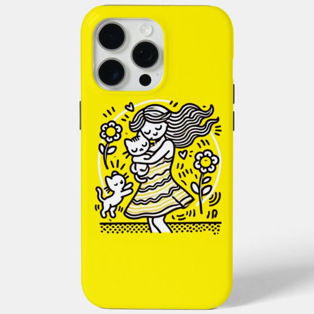 Whimsical Girl with Kitten Case-Mate iPhone Case (Back)