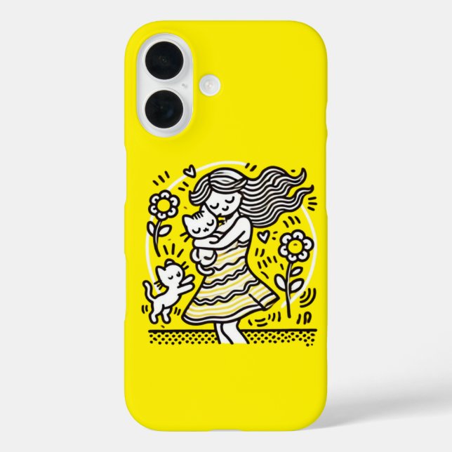 Whimsical Girl with Kitten Case-Mate iPhone Case (Back)