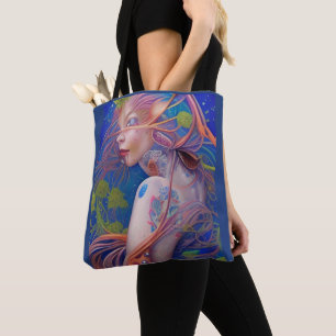 Whimsical Girls Face Nymph Fairy Witch Magical Tote Bag