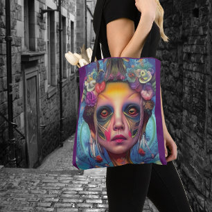 Whimsical Girls Face Nymph Fairy Witch Magical Tote Bag