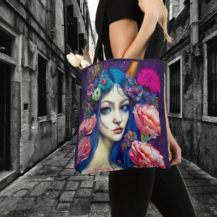 Whimsical Girls Face Nymph Fairy Witch Magical Tote Bag