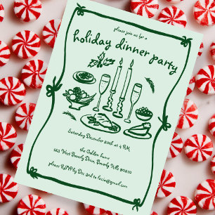 Whimsical Girly Christmas Holiday Dinner Party Invitation