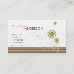 Whimsical Girly Flower Dots Swirls Profile Card