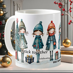 Whimsical Girly Sisters Christmas Coffee Mug