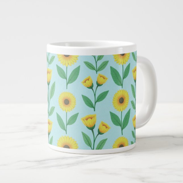 Whimsical Glee Bloom Large Coffee Mug (Front Right)