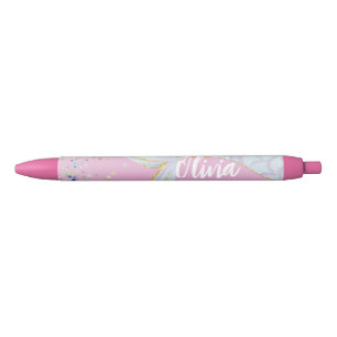 Whimsical Glitter Mermaid Beachy Under the Sea  Blue Ink Pen