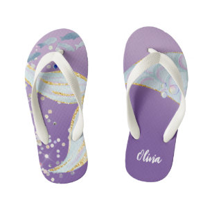 Whimsical Glitter Mermaid Beachy Under the Sea Kid's Jandals