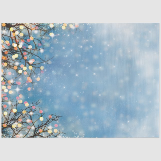 Whimsical Glowing Christmas Tree Tissue Paper (Front)