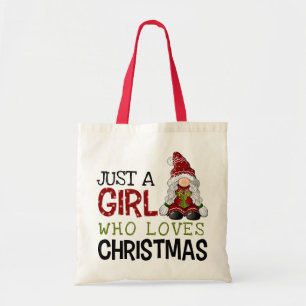 Whimsical Gnome Art Just a Girl Who Love Christmas Tote Bag