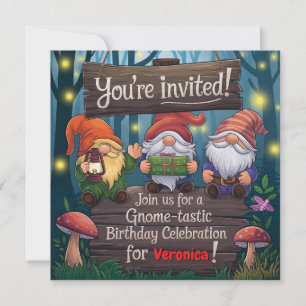 Whimsical Gnome Birthday, Cute Forest-Themed Party Invitation