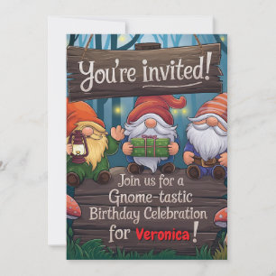 Whimsical Gnome Birthday, Cute Forest-Themed Party Invitation