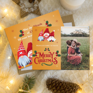 Whimsical Gnome Christmas Family Greeting Photo Holiday Postcard