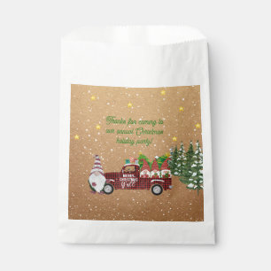 Whimsical Gnome in Red Truck Christmas Party Favour Bags