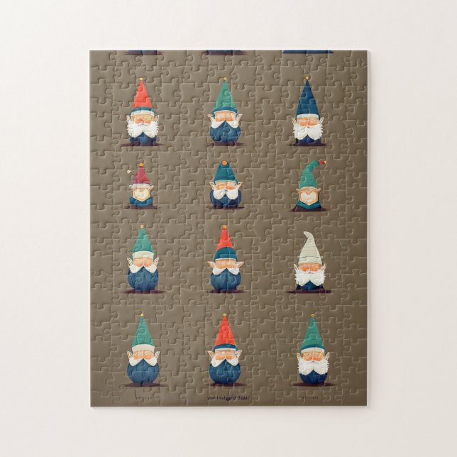 Whimsical Gnome Line-Up Puzzle (Vertical)