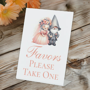 Whimsical Gnome Rustic Wedding Favors Table Pedestal Sign