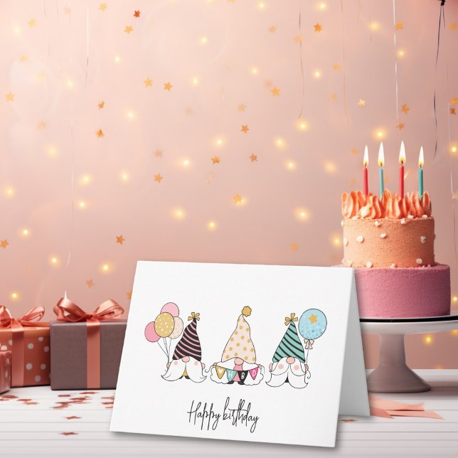Whimsical Gnome Trio Happy Birthday Card (Creator Uploaded)