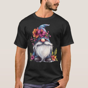 Whimsical Gnome With Floral Hat T-Shirt