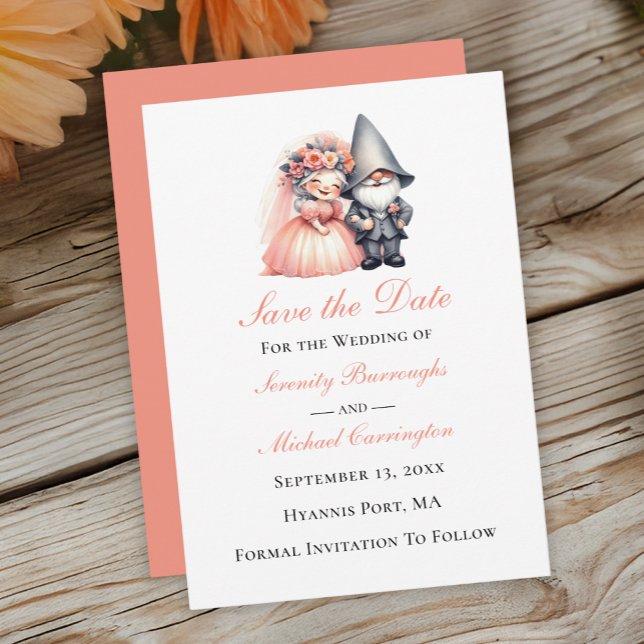 Whimsical Gnome Woodland Garden Wedding Save Date Announcement (Creator Uploaded)