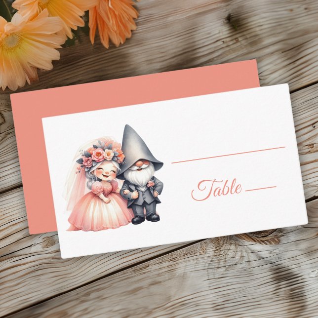 Whimsical Gnome Woodland Orange Wedding Escort  Place Card (Creator Uploaded)