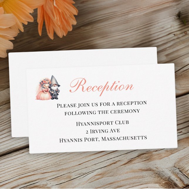 Whimsical Gnome Woodland Orange Wedding Reception Enclosure Card (Creator Uploaded)