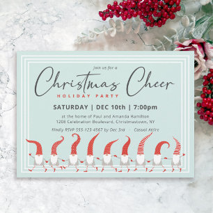 Whimsical Gnomes Christmas Cheer Holiday Party Invitation