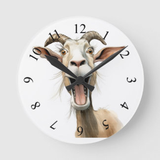 Whimsical goat round clock